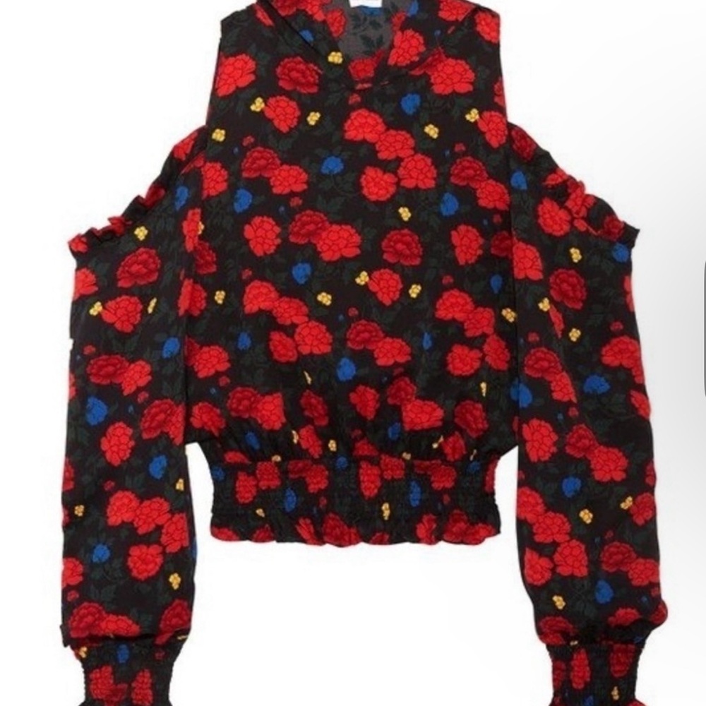 Magda Butrym Foggia Floral Hooded Silk Top - sz US 4 - Picture 5 of 7